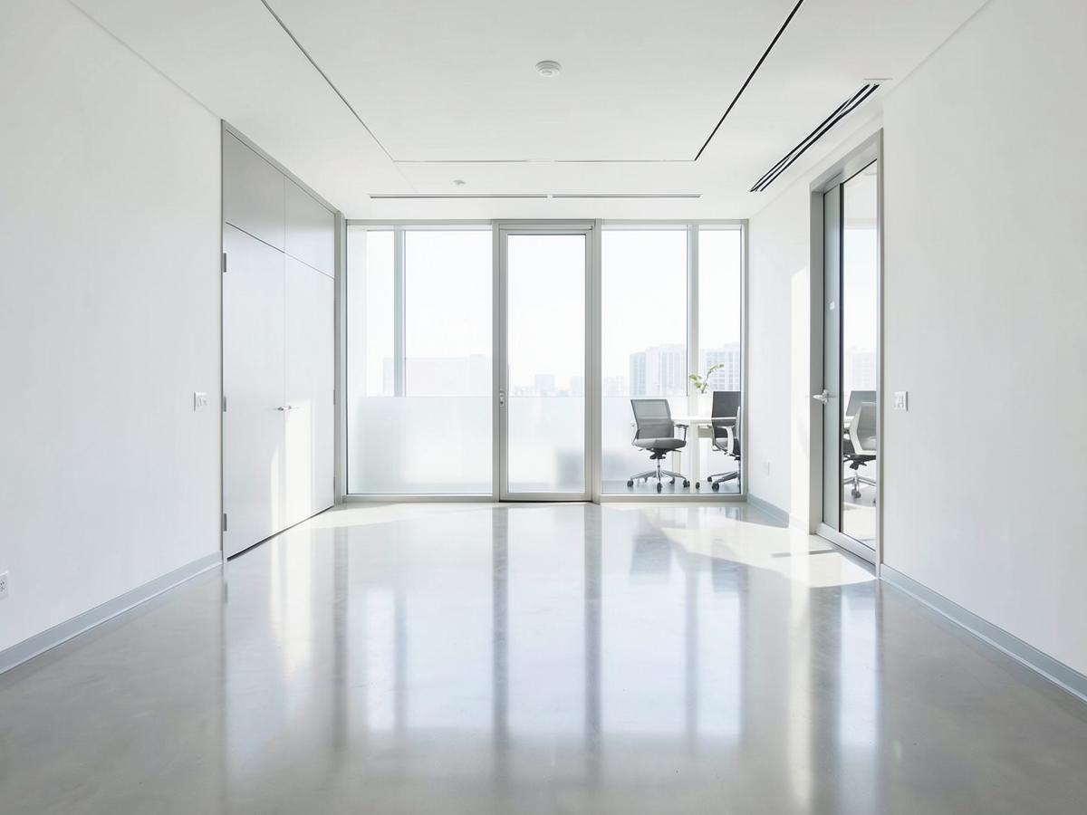 Helles, sauberes Büro nach der Unterhaltsreinigung